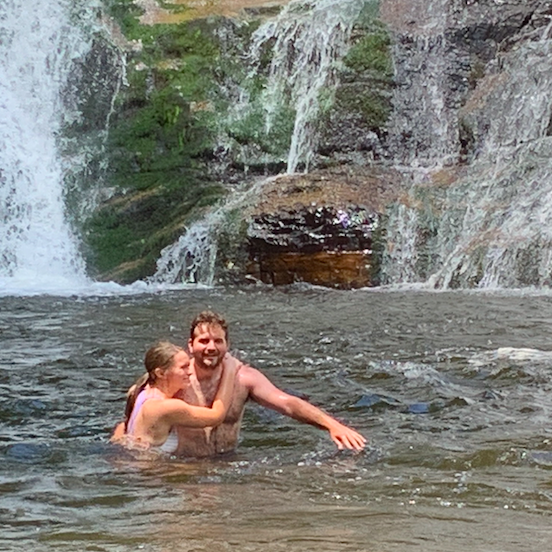 Pretending the water wasn't absolutely freezing.