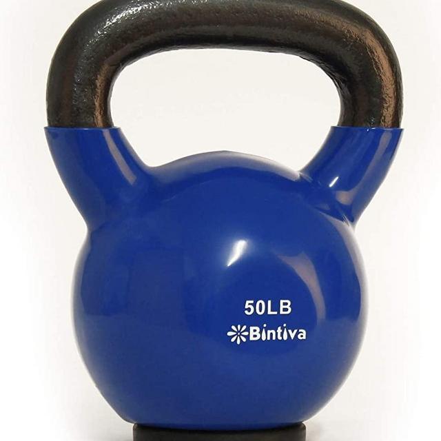 Kettlebells - Professional Grade, Vinyl Coated, Solid Cast Iron Weights With a Special Protective Bottom