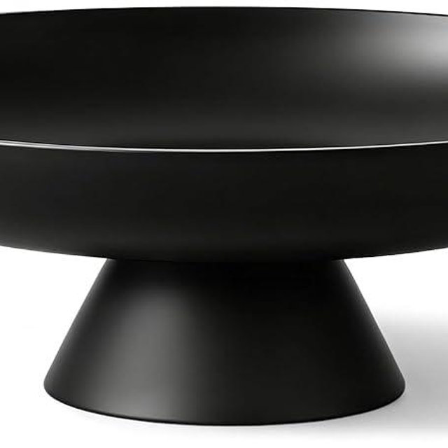 Large Fruit Bowl for Kitchen Counter, Concrete Decorative Bowls for Home Decor, Modern Key Bowl for Entryway Table (Black)