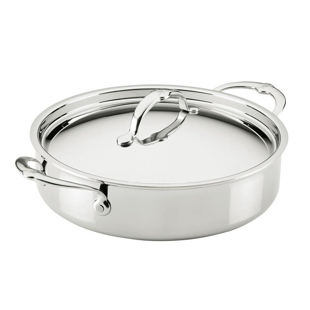Hestan ProBond Luxe 6-Quart Polished Professional Clad Stainless Steel Rondeau with Lid