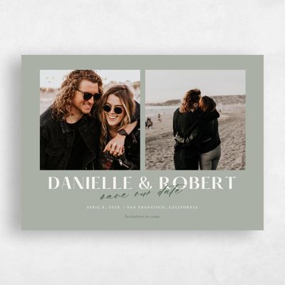 Pale Sage, Green Wedding Invitation - Finneas Multiphoto