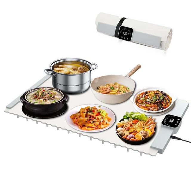 FKMEE Electric Warming Tray, 26”x15” Full Surface Heating with 5-Level Adjustable Temperature Control, Rollable & Portable Food Warmer for Buffets, Parties, Premium Silicone Material