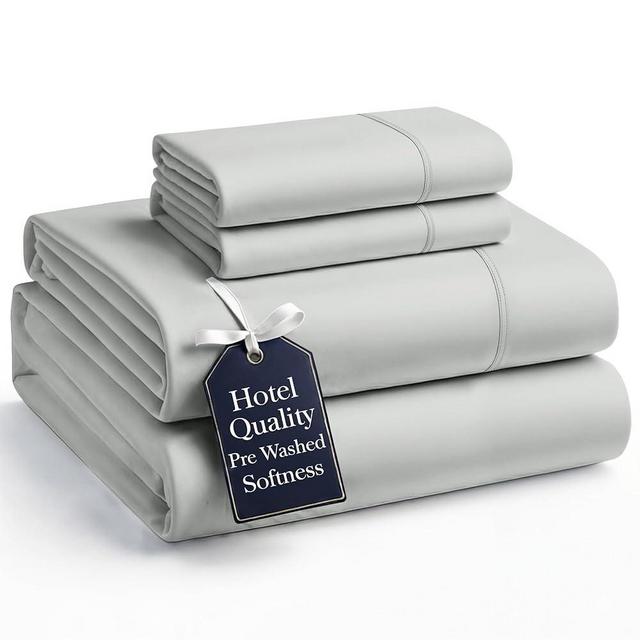 Casa Platino California King Bed Set, Pre-Washed Ultra Soft & Cozy Sheets, Brushed Microfiber Fabric, 4 Piece Set, California King Size Sheets Set with Deep Pockets – Silver