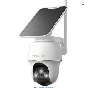 REOLINK First 4K Solar Security Cameras Wireless Outdoor, Argus PT Ultra+Solar Panel, 360° Pan Tilt Auto-Tracking, 8MP Color Night Vision, 2.4/5 GHz Wi-Fi 6, No Subscriptions, Home Hub Compatible