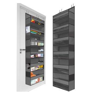 HOMELUX THEORY 1PC Heavy Duty Over the Door Organizer 55x14x6.7, 6 Large Front & 12 Side Pockets, Hanging Storage Closet Door Organizer for Bedroom, Bathroom and Baby Nursery Storage (Dark Gray)