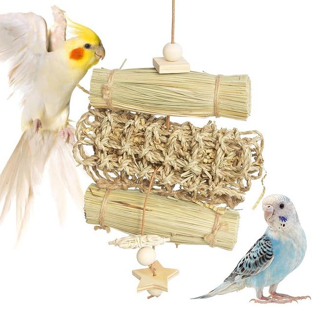 Wepets Natural and Dye-Free Seagrass Bird Toys for Cockatiels Chewing, Shredding, and Foraging Ideal for Parrotlets, Cockatiels, Conures, Parakeets, Budgies, Love Birds and More
