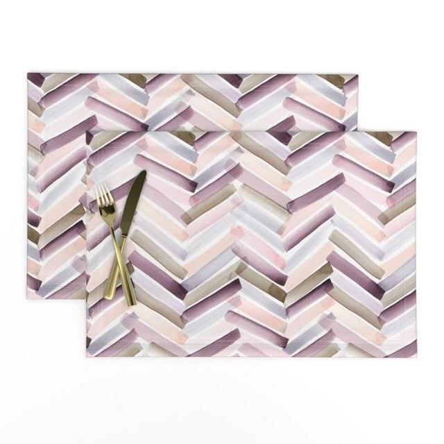 Earth Tone Chevrons Placemats (Set of 2) - Autumn Chevron by crystal_walen - Pink Watercolor Muted Pinks Cloth Placemats by Spoonflower