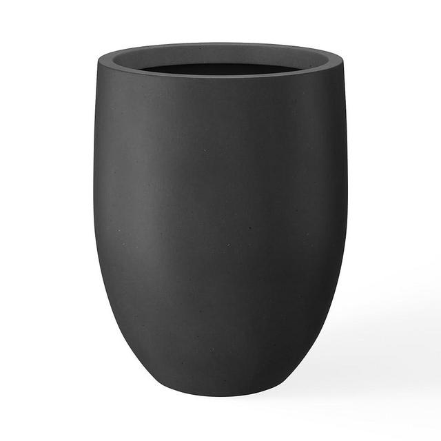Kante 21.7" H Natural Concrete Tall Planter, Large Outdoor Indoor Decorative Pot with Drainage Hole and Rubber Plug, Modern Round Taper Style for Home and Patio Burnished Black