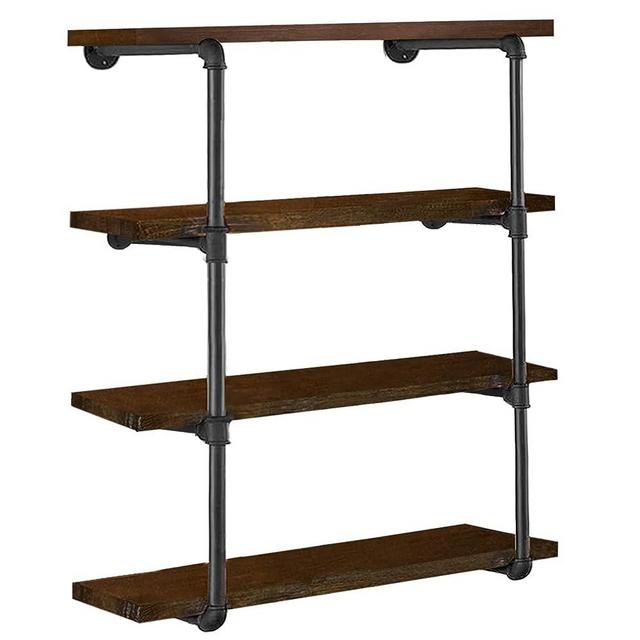 HITOMEN Industrial Iron Pipe Shelves Shelf Brackets Black Vintage Retro Shelving Wall Mounted DIY Open Bookshelf Rustic Farmhouse Pantry Kitchen Storage (2Pcs 4 Tier, 42" Tall 12" Deep, Hardware Only)