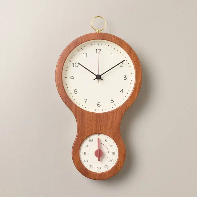 Wood and Brass Kitchen Clock and Timer - Hearth & Hand™ with Magnolia