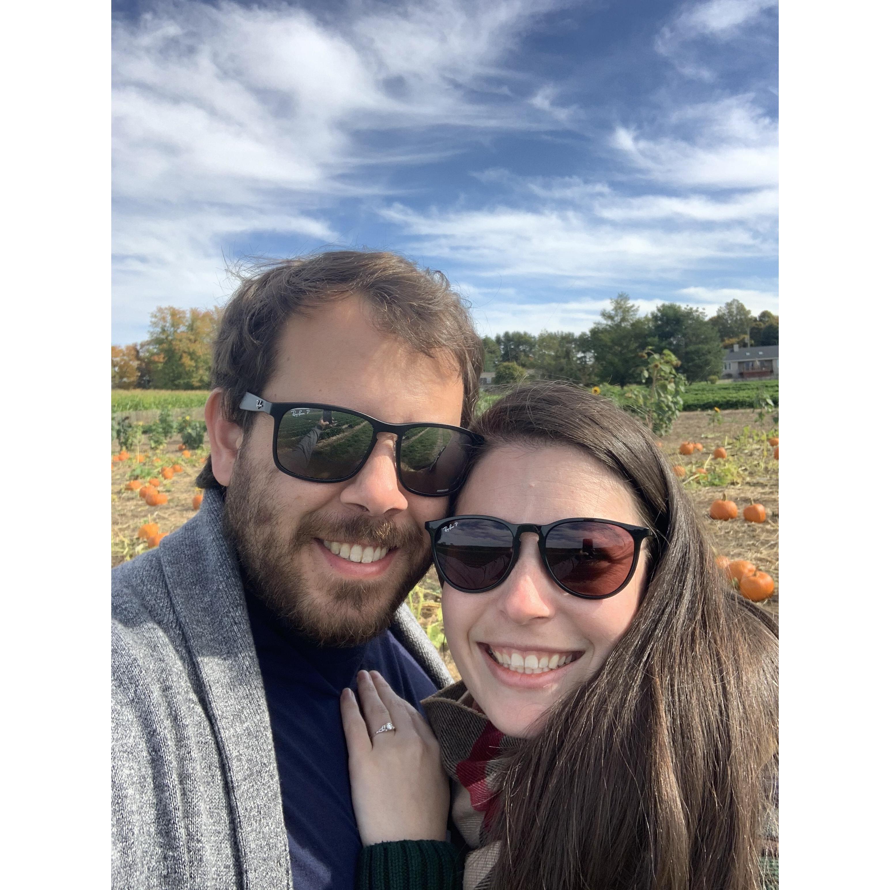 We got engaged in the corn maze at Jones Pumpkinseed Hill Farm in Shelton CT.