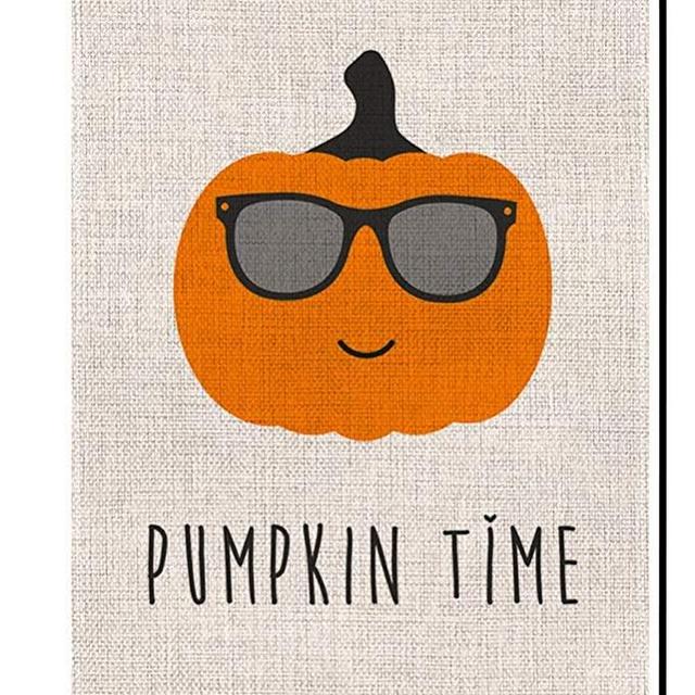 BLKWHT 159592 Funny Pumpkin Time Orange Fall Small Garden Flag Vertical Double Sided 12.5 x 18 Inch Farmhouse Autumn Burlap Yard Outdoor Decor