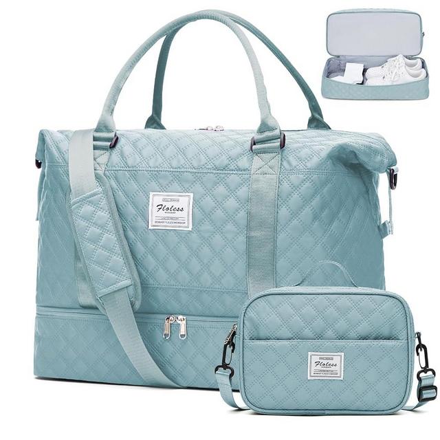 Weekender Bags for Women,Travel Duffel Bag with Shoes Compartment,Overnight Carry on Personal Item Bag with Toiletry Bag