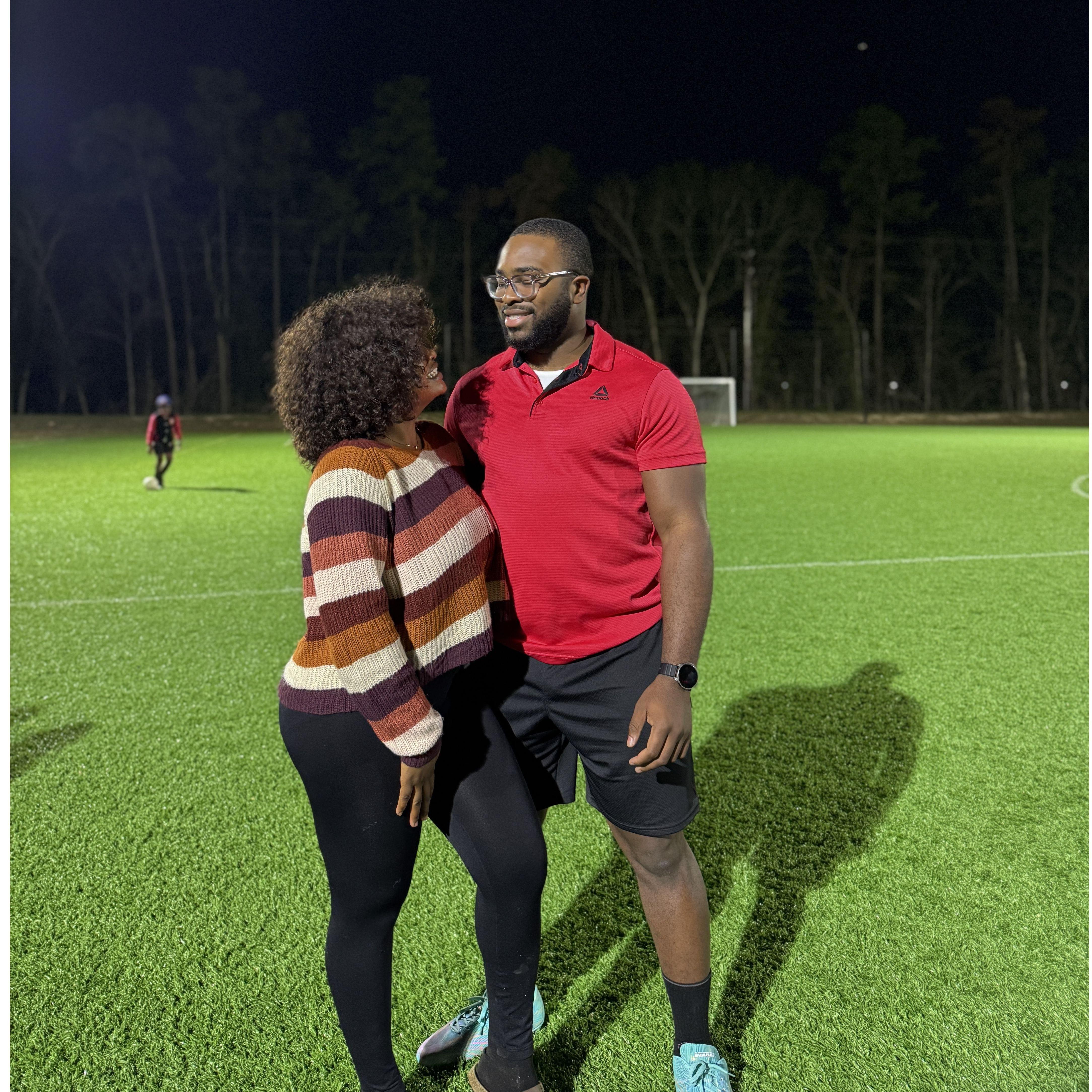 Went to support him at his soccer game