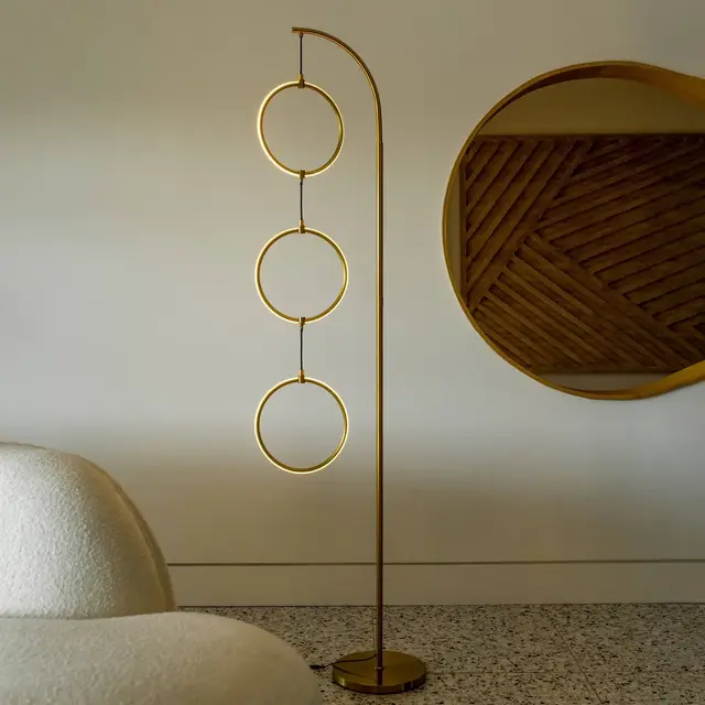 Brightech Nova Modern Dimmable Integrated LED Arc Floor Lamp Antiqued Brass : LED, 3-Way Touch Sensor, UL Listed, 74" Height