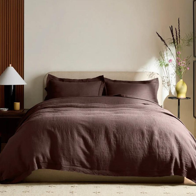 European Linen Double Flange Duvet Cover Set