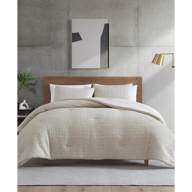 Kenneth Cole New York Serenity Wavy Lines Embossed 3-Pc. Comforter Set, Full/Queen