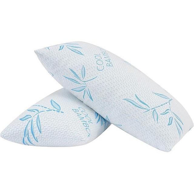 2 Pack Standard Size Rayon Made from Bamboo Pillow for Sleeping, Cooling Shredded Memory Foam Adjustable Bed Pillow with Hypoallergenic, Removable/Washable Cover (Standard 2 Pack)