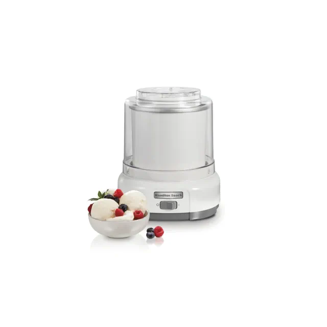 Hamilton Beach 1.5 Quart Ice Cream Maker White 68880: Electric Machine, 20 Min Cycle, 1.5 Qt Capacity, Hand Wash