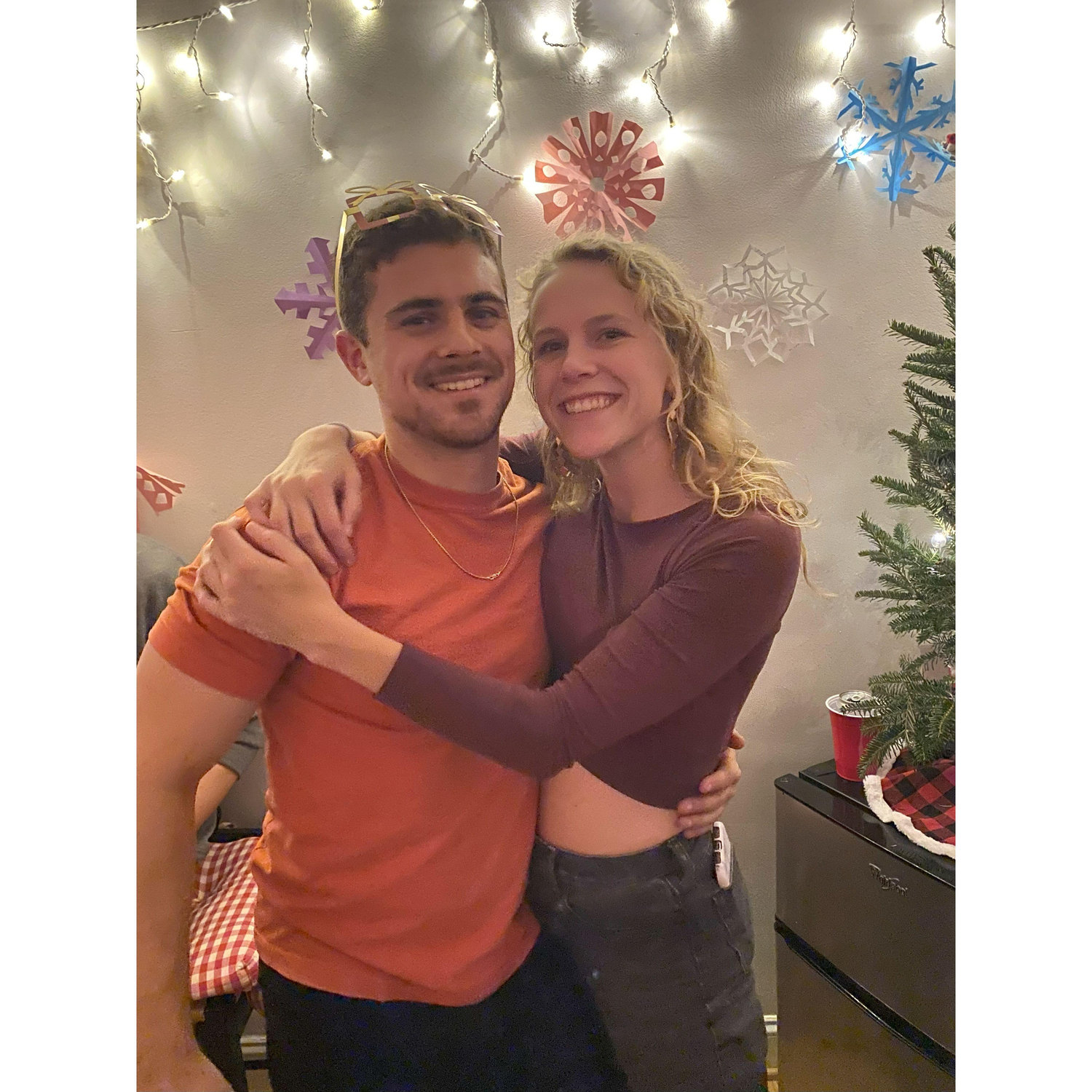 An early Christmas party in Stacey's Arlington apartment.