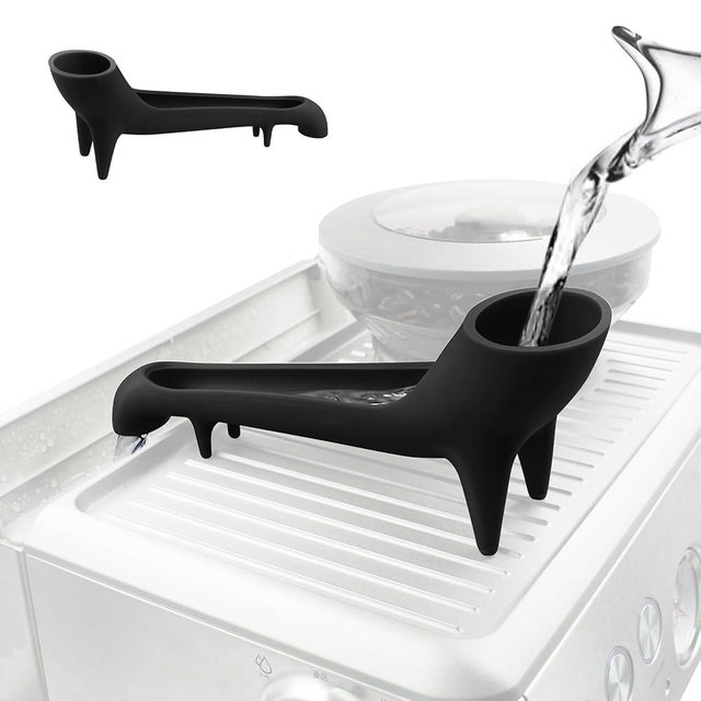 Espresso Machine Water Tank Funnel - Coffee Machine Silicone Funnel & Quick Access Water Funnel for Breville Espresso Machine, Long Funnel Food Grade Espresso Machine Accessories (Black)