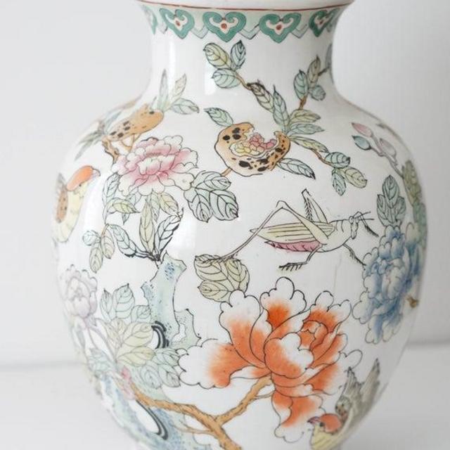 Large Floral and Bird Motif Jar--Chinoiserie Asian Vase