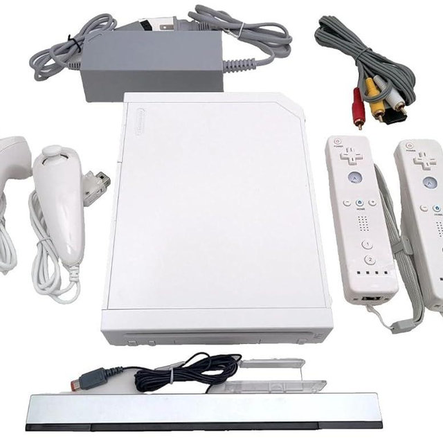 Wii Nintendo Console Bundle – White RVL-001 System Compatible with GameCube Games – Includes 2 Up to Date Remote Controllers, 2 Nunchucks, Sensor Bar, AV Cable, AC Adapter – Ready to Play (Renewed)