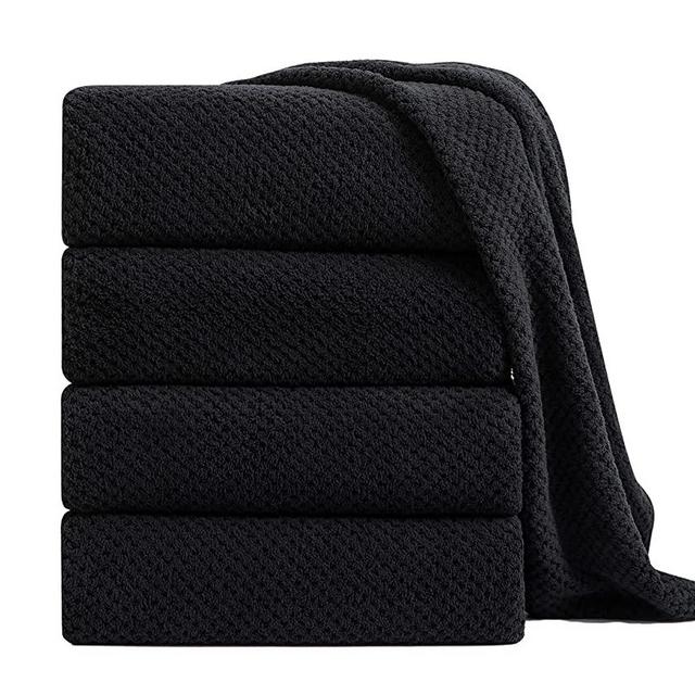 Extra Large Bath Towel Sheet Set 35x70 Inches - Oversized Bath Towels Set,Jumbo Large Microfiber - Quick Dry, Lightweight,Super Soft,Highly Absorbent Towel Set for Bathroom,Hotel,SPA,Pack of 4 (Black)