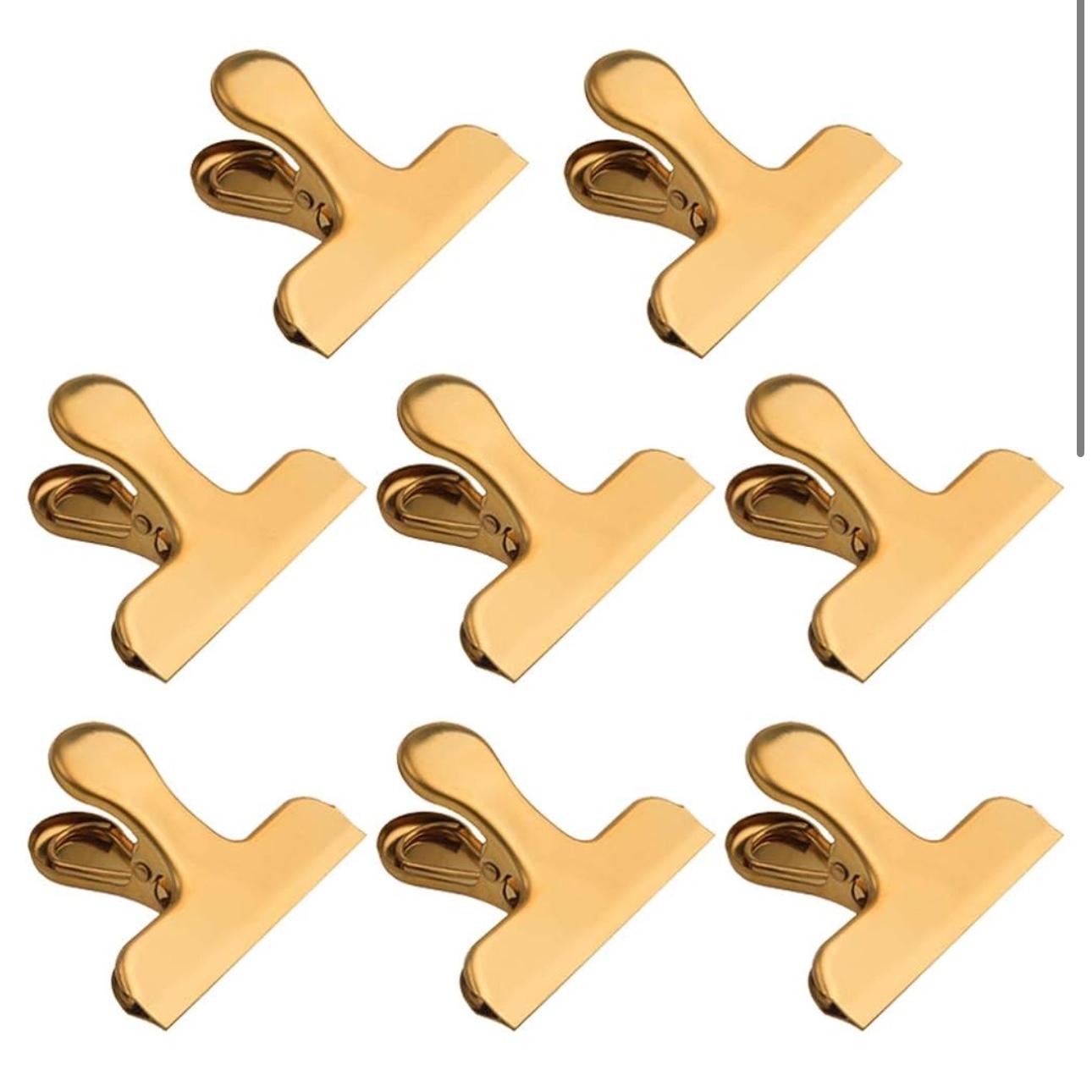 Chip Bag Clips,8 Pack Large Golden Stainless Steel Air Tight Bag Clip Perfect for Kitchen &Office (8 pack)