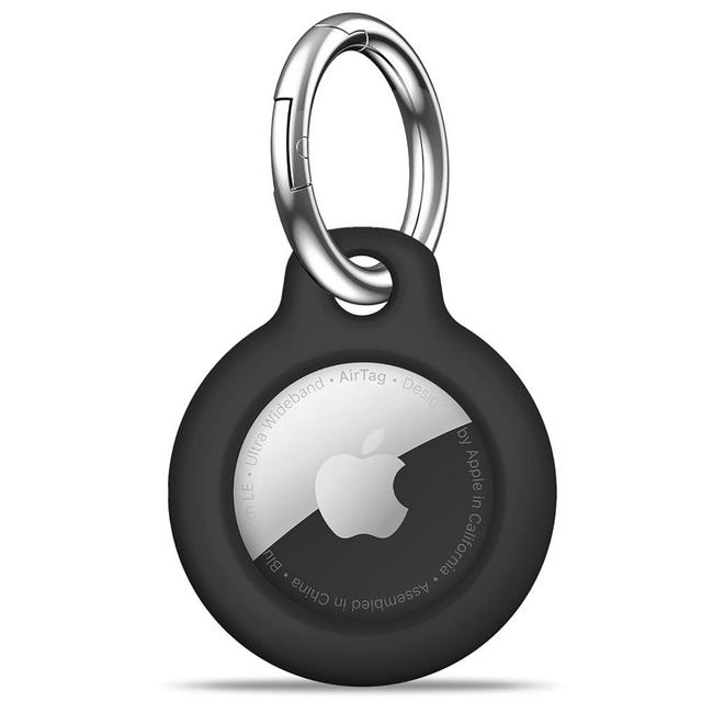 MOLOSLEEVE Airtag Holder Air Tag Case with Keychain, Anti-Scratch Airtags Key Chain for Apple Air Tags, Airtag Accessories for GPS Item Finder Tracker, Black…