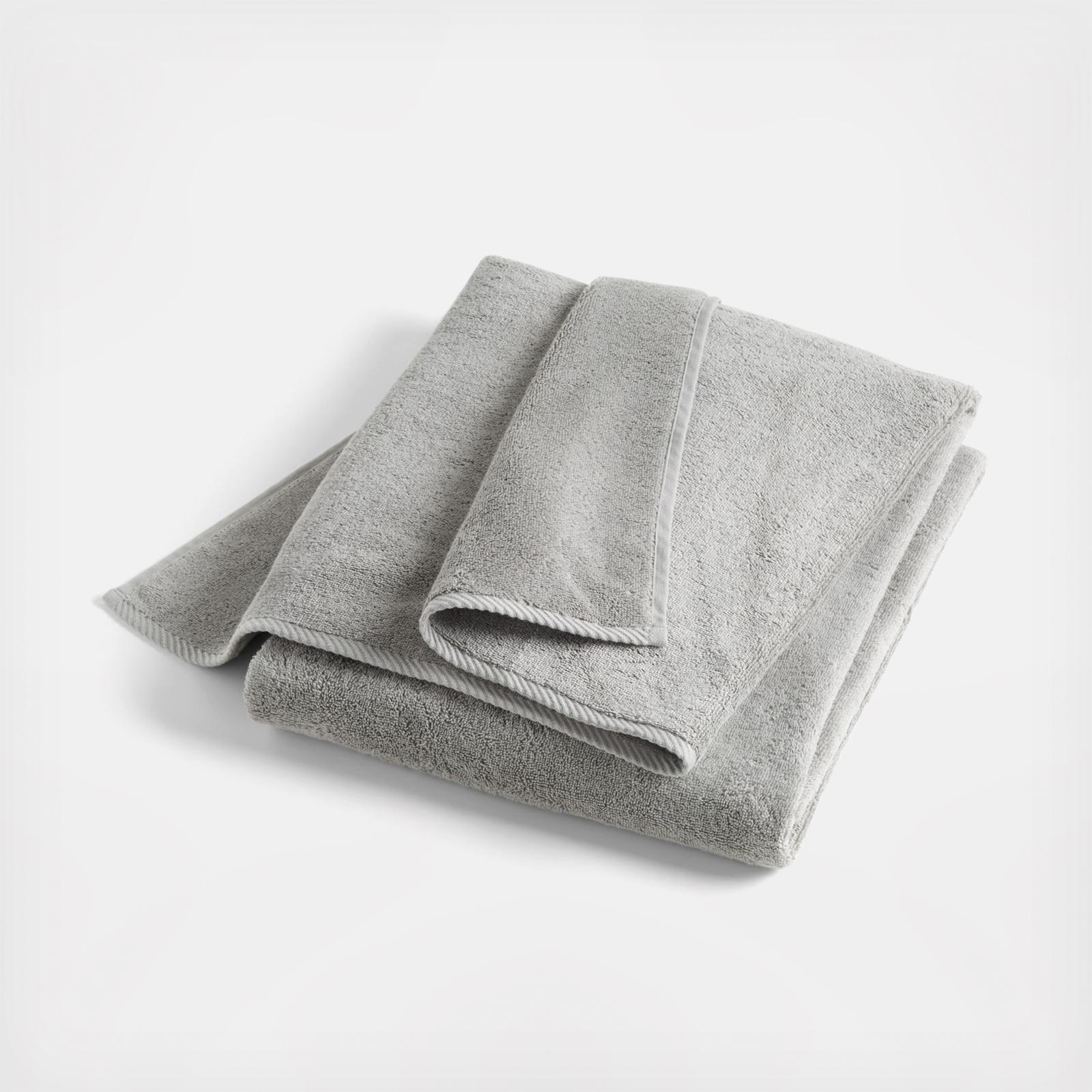 Quick-Dry Organic Cotton Ash Gray Bath Towels, Set of 6