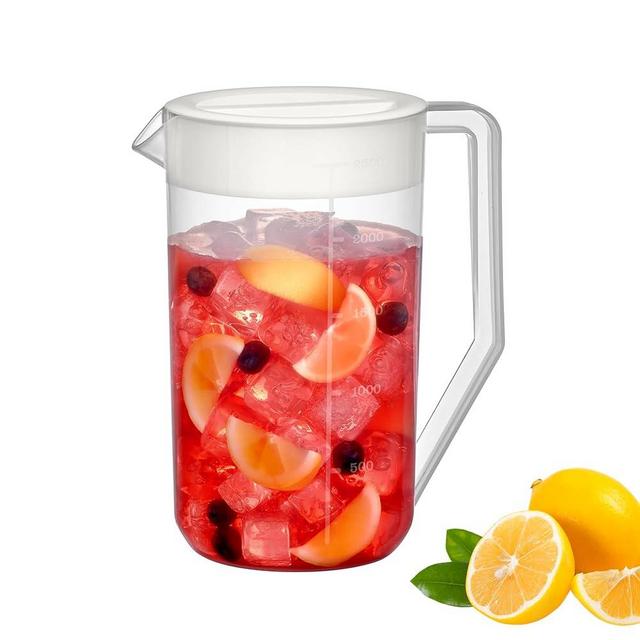 Amazing Abby - Kitchen Party - 2-Quart Plastic Pitcher (1-Pack), Unbreakable Water Pitcher with Lid, BPA-Free, Heat-Resistant, Dishwasher-Safe, Great for Both Iced and Hot Drinks, Indoors and Outdoors