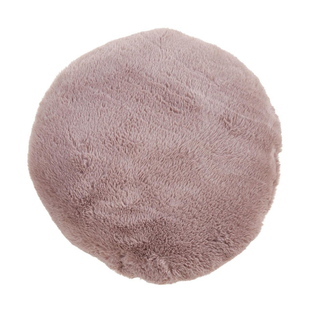 Saro Lifestyle Round Throw Pillow With Faux Rabbit Fur, Grey, 16" Round