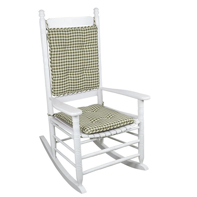Klear Vu Porch Rocking Chair Cushion Set for Indoor and Outdoor Use, Assembled in the USA, Easy to Clean Stylish Seat and Back Pads with Fabric Ties, 20" x 17" x 2", Gingham Pine