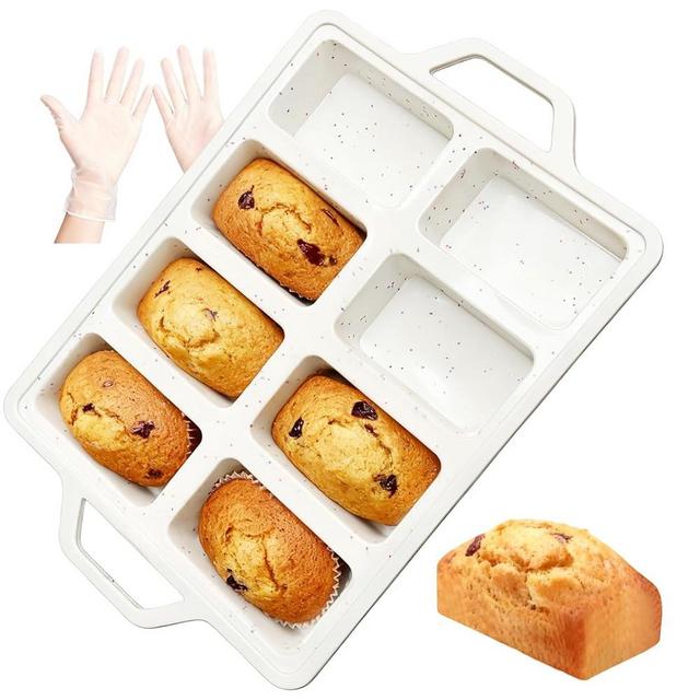 1PCS Nonstick Silicone Mini Loaf Pans with Metal Frame Gloves, 8 Cup Cavity Mini Bread Loaf Pans, Small Bread Pans for Baking, Tiny Baking Loaf Pans for Baking Bread, Loaf, Meatloaf, Brownie, Butter