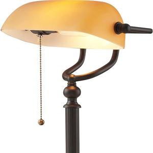 Newrays Matted Orange Glass Bankers Desk Lamp with Pull Chain Switch Plug in Fixture