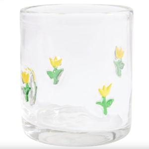 Charm Inlay Double Old Fashioned Glass - World Market (Yellow Flower)