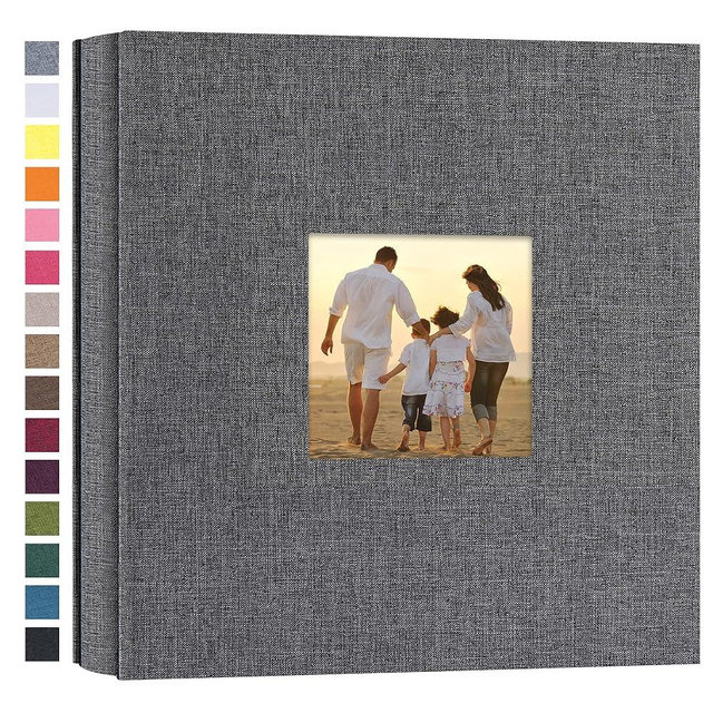 potricher Small Photo Album 4x6 200 Photos Linen Cover Picture Photo Book for Family Wedding Anniversary Baby Vacation (Gray,200 Pockets)
