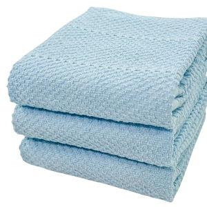 Serafina Home Coastal Sky Light Blue Kitchen Hand Dish Towels: Oversized 28" x 18", 100% Cotton Cloth Soft Cleaning Drying Absorbent Textured Design, Set of 3 Multipurpose for Everyday Use