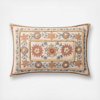 Embroidered Floral Throw Pillow