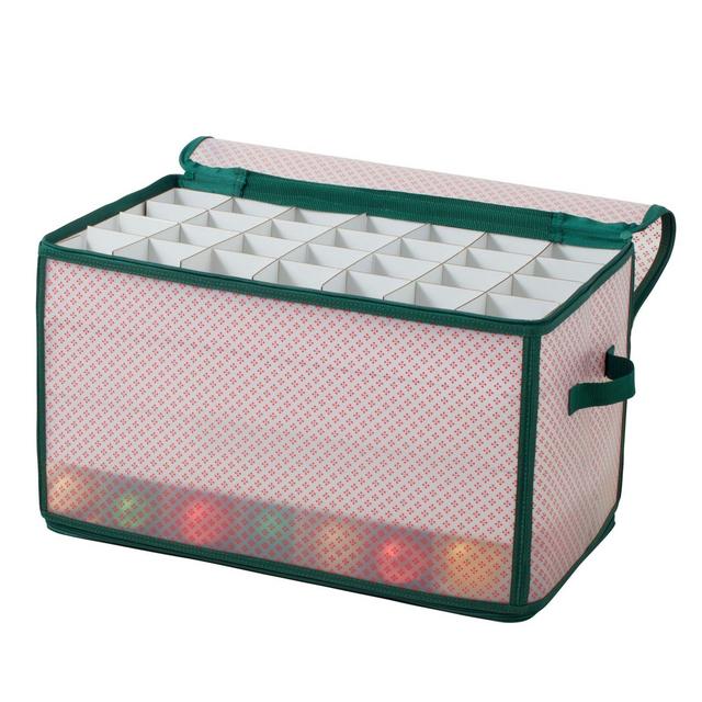 Winter Wonderland 112-Cell Ornament Storage Chest in Red/Green