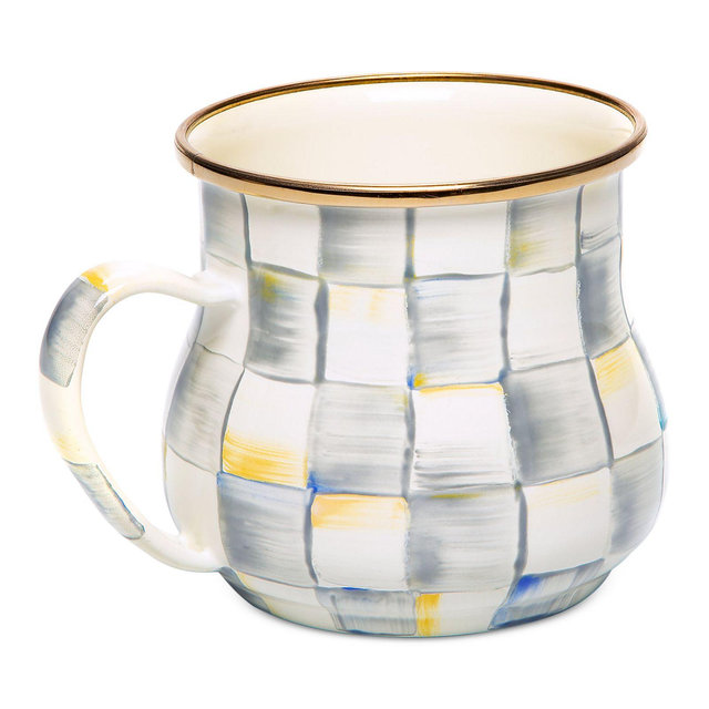Mackenzie-Childs Sterling Check Enamel Mug