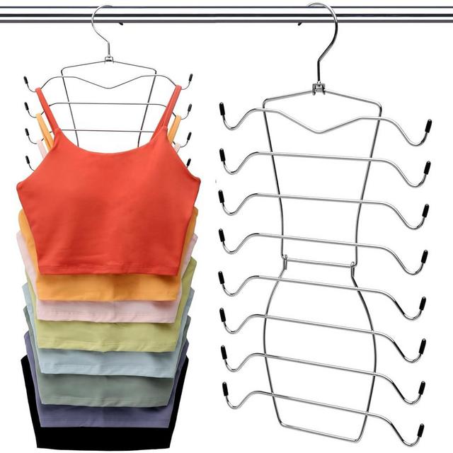 2 Pack Closet-Organizers-and-Storage,8 Tier Tank-Top-Hanger Closet-Organizer,Closet-Organizer Bra Hanger,Apartment Dorm-Room-Essentials-for College-Students-Girls Organization-and-Storage Camisoles