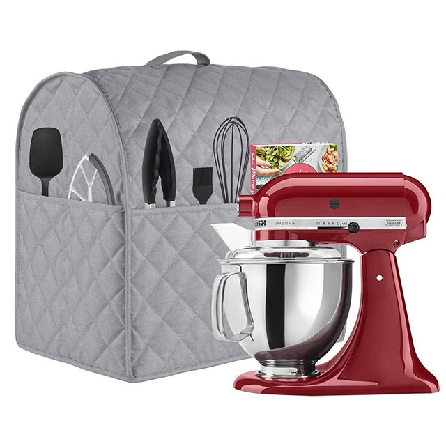 Stand Mixer Cover compatible with Kitchenaid Mixer, Fits All Tilt Head & Bowl Lift Models,Pure Cottot,Fine, Soft, Not Easy to Fade, Not Easy To Pilling (Grey, Fits for 6-8 Quart)