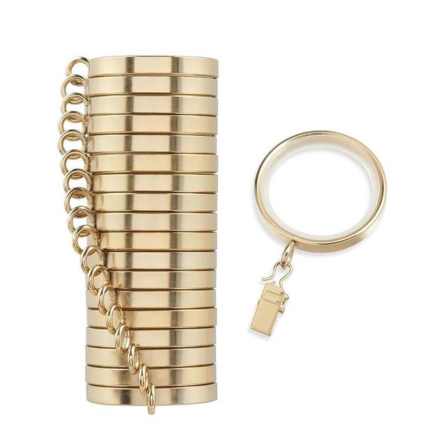 Cambria® Designer Series - Premium Easy Glide 18 Count Curtain Rings - Metal with Smooth, Quiet Nylon Inserts with Clips - 2 inch diameter (1-5/8 inch inside diameter) - Brushed Gold Finish