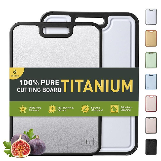 2 Packs Pure Titanium Cutting Boards for Kitchen Chopping Board with Handle 2 in 1 Meat Butcher Block Wedding Day Engagement Hostess Couple Newly Wed Christmas Married Fiancee Unique Cool Gifts