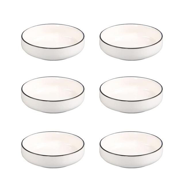 Colias Wing Multipurpose Porcelain Side Dish Bowl Seasoning Dishes Soy Dipping Sauce Dishes-Set of 6-White