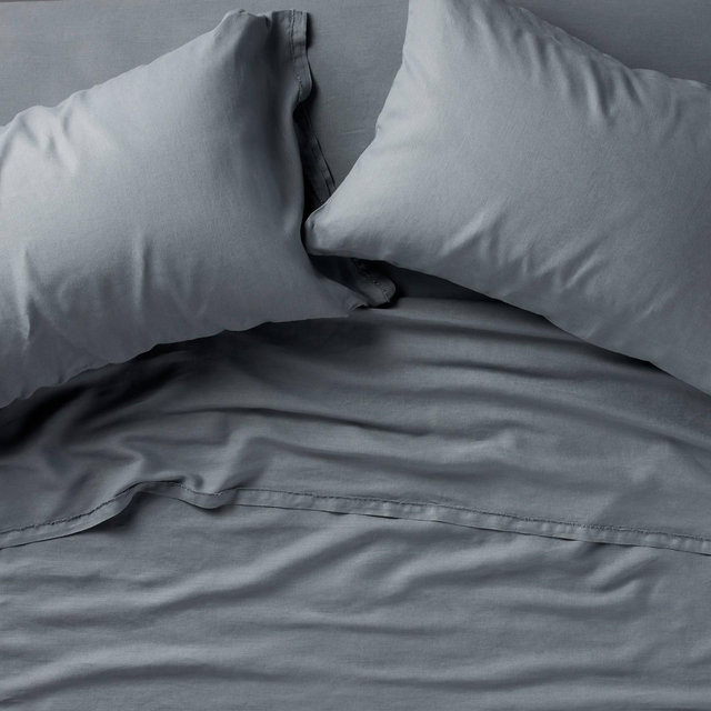 California King 100% Linen Sheet Set Mineral Blue - Casaluna™
