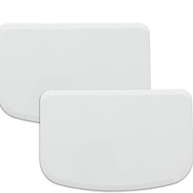 Ram-Pro White Bowl Scraper Flexible Food Safe Plastic Scraper Chopper Multipurpose Good Grip Curved and Flat Edge Pizza and Dough Cutter for Kitchen Pack of 2