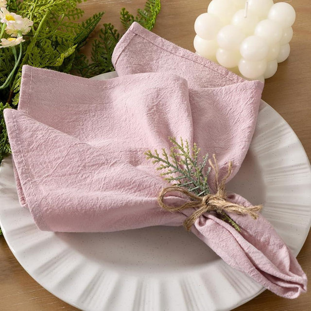 Socomi Cloth Napkins Pink Easter Spring Washable Reusable Bulk Linen Cotton Napkins Set of 4 17"x17" for Wedding Party Bridal Baby Shower Birthday Dining Table Decorations